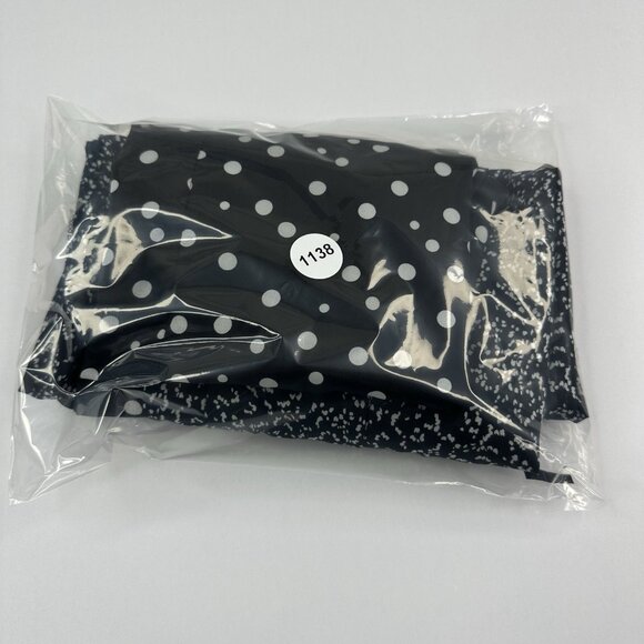 CAARA Women's Black Millazo Polka Dot Satin Asymmetric Shift Mini Dress S/C38 - Picture 15 of 16